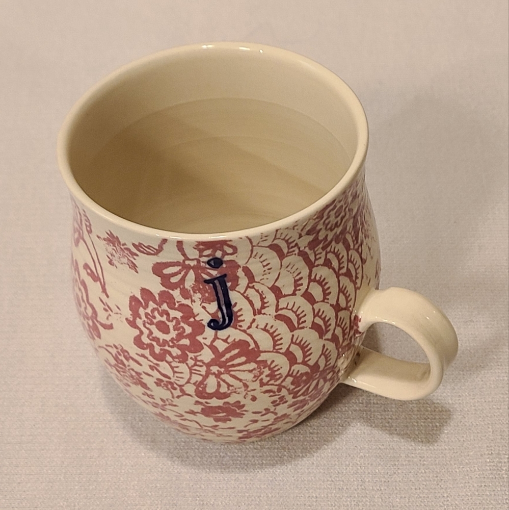 Anthropologie Homegrown Monogram Floral J Mug